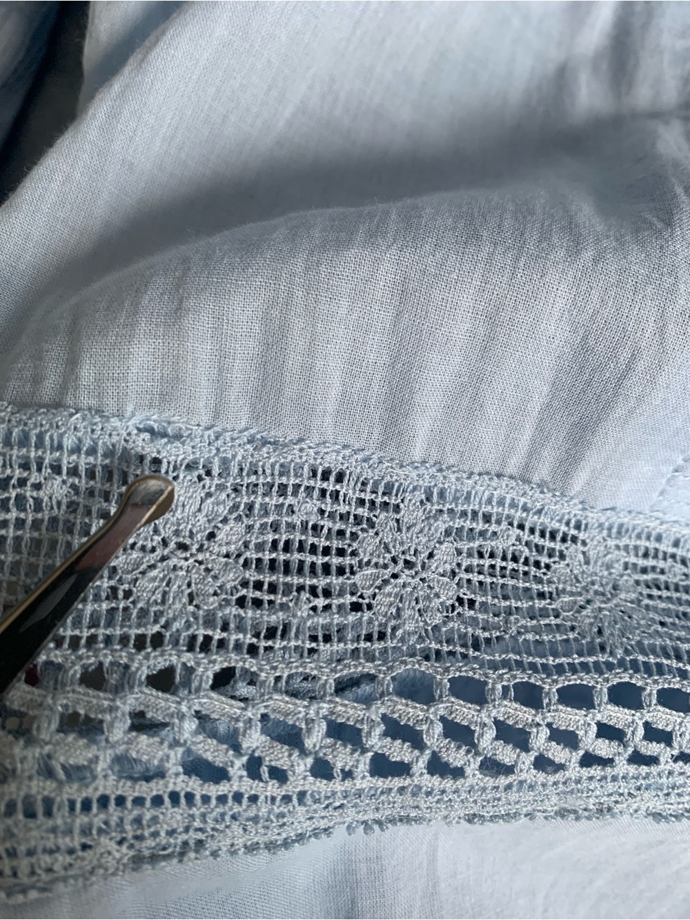 RIXO Rosa Crocheted Lace-Trim Light Blue 100% Cotton Maxi Dress NWT Size 2 - Picture 9 of 10